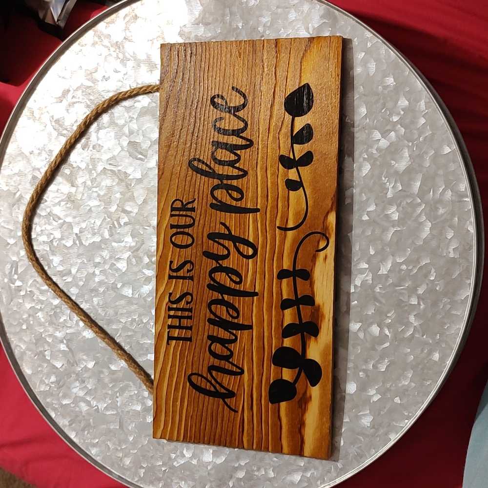 Happy place wood sign